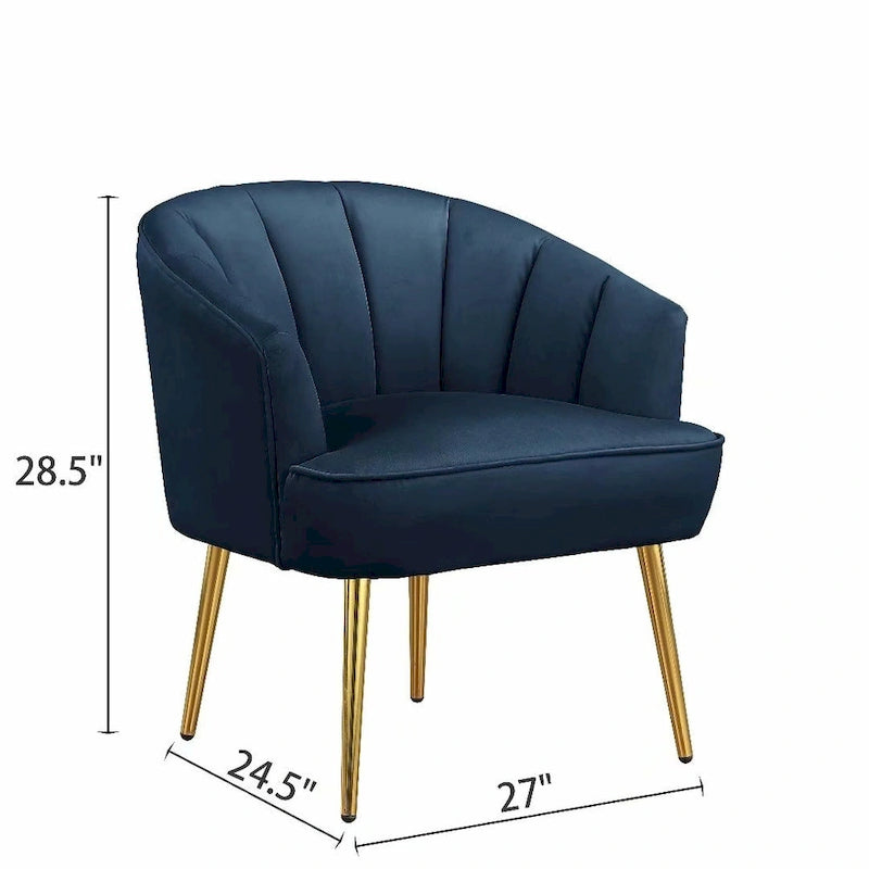Fauteuil d'appoint en velours avec dossier capitonné