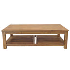 Table basse en bois d'acacia massif avec étagère inférieure