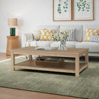 Table basse en bois d'acacia massif avec étagère inférieure
