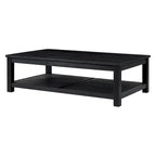 Table basse en bois d'acacia massif avec étagère inférieure