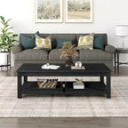 Table basse en bois d'acacia massif avec étagère inférieure