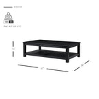Table basse en bois d'acacia massif avec étagère inférieure