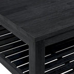 Table basse en bois d'acacia massif avec étagère inférieure
