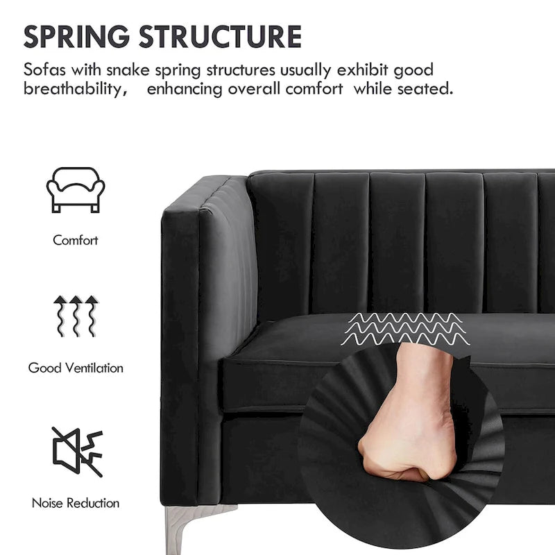 Causeuse d'appoint rembourrée avec pieds en métal