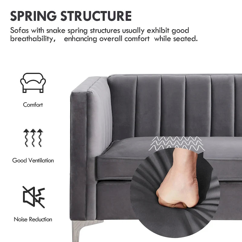 Causeuse d'appoint rembourrée avec pieds en métal