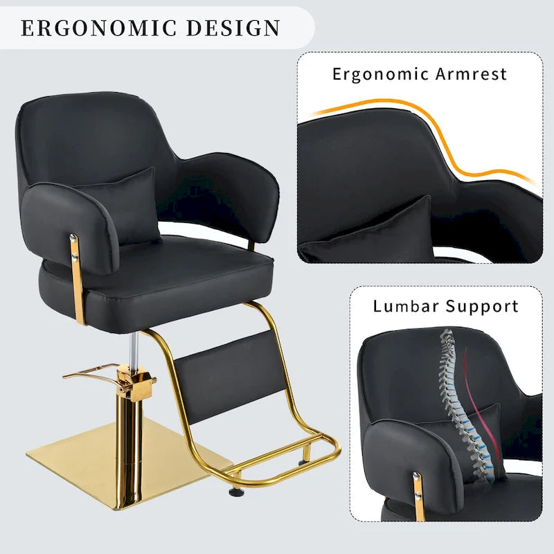 Fauteuil de barbier pivotant avec pompe hydraulique et hauteur réglable