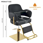 Fauteuil de barbier pivotant avec pompe hydraulique et hauteur réglable