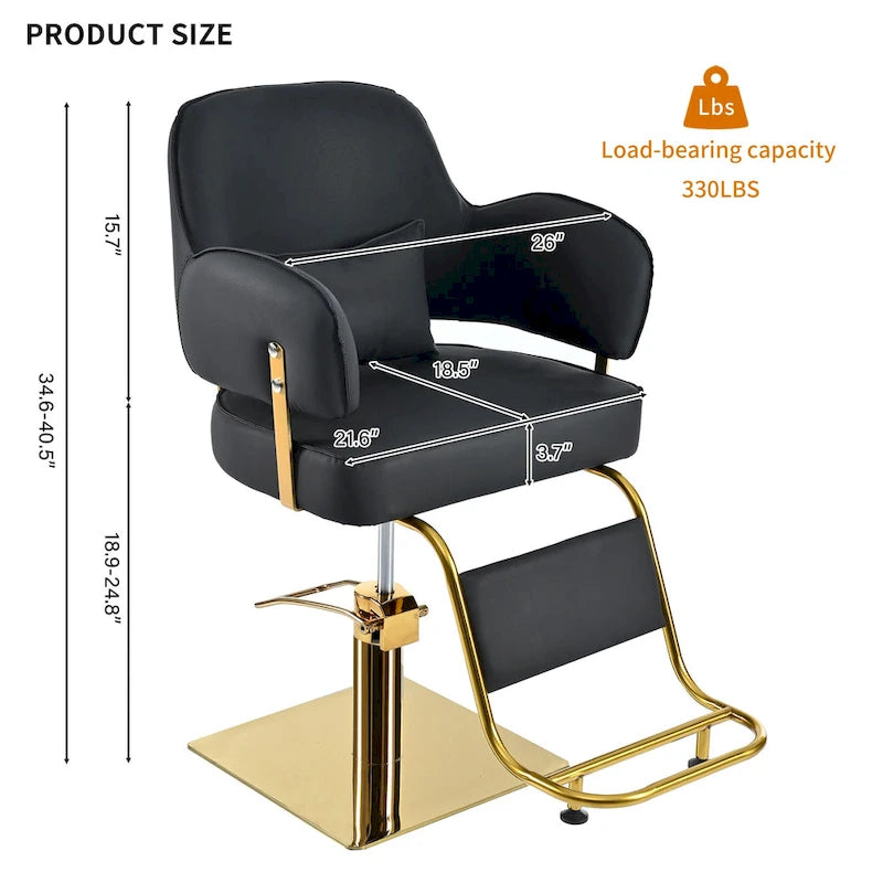 Fauteuil de barbier pivotant avec pompe hydraulique et hauteur réglable