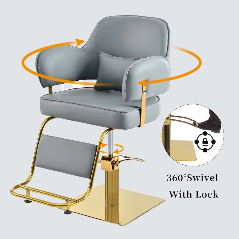 Fauteuil de barbier pivotant avec pompe hydraulique et hauteur réglable