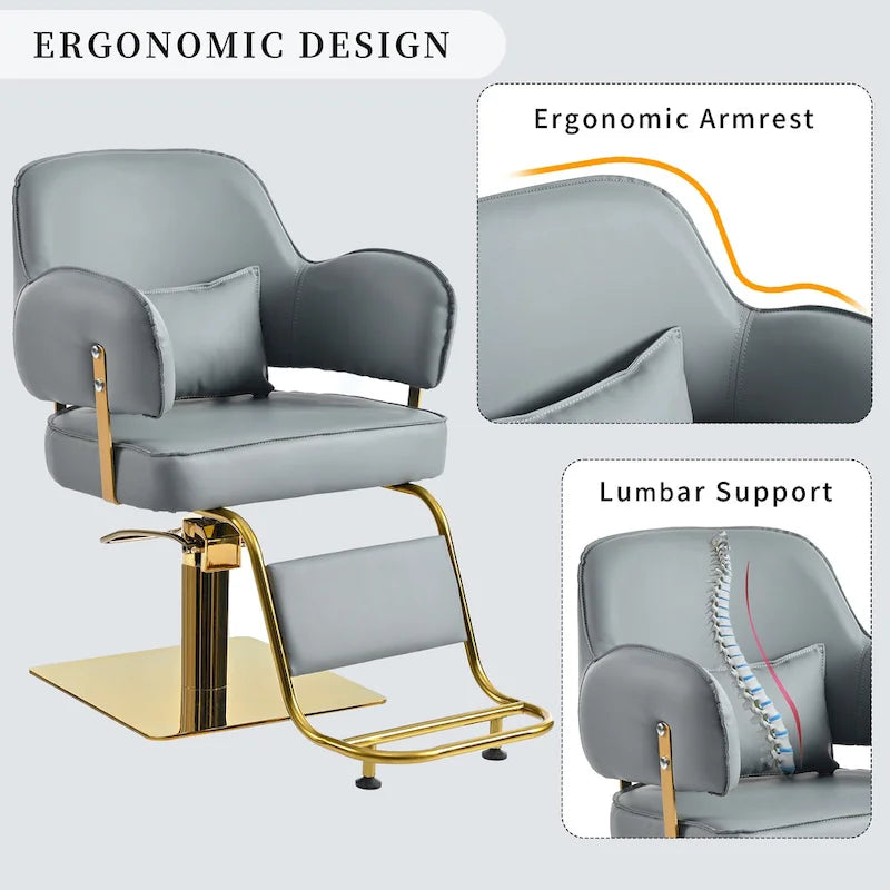 Fauteuil de barbier pivotant avec pompe hydraulique et hauteur réglable