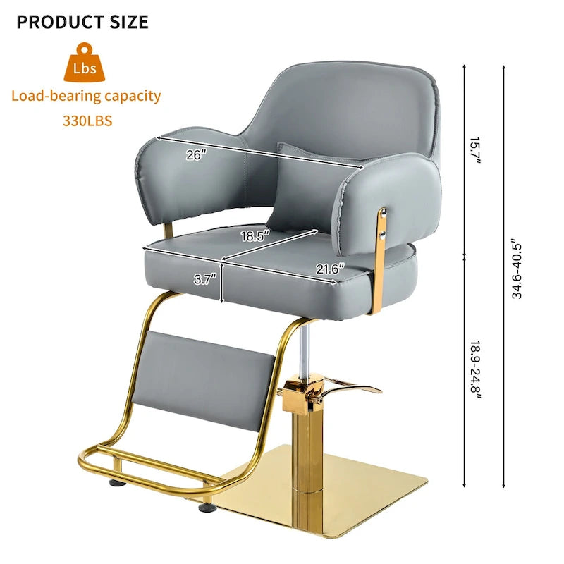 Fauteuil de barbier pivotant avec pompe hydraulique et hauteur réglable