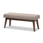 Banc capitonné en tissu, style milieu de siècle