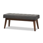 Banc capitonné en tissu, style milieu de siècle