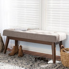 Banc capitonné en tissu, style milieu de siècle