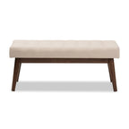 Banc capitonné en tissu, style milieu de siècle