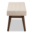 Banc capitonné en tissu, style milieu de siècle
