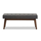 Banc capitonné en tissu, style milieu de siècle