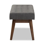 Banc capitonné en tissu, style milieu de siècle