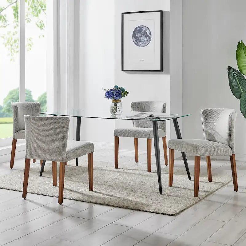 Chaises de salle à manger en tissu à dossier bas, lot de 2