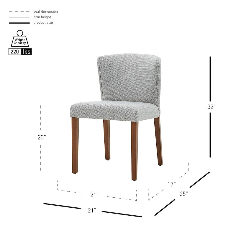 Chaises de salle à manger en tissu à dossier bas, lot de 2