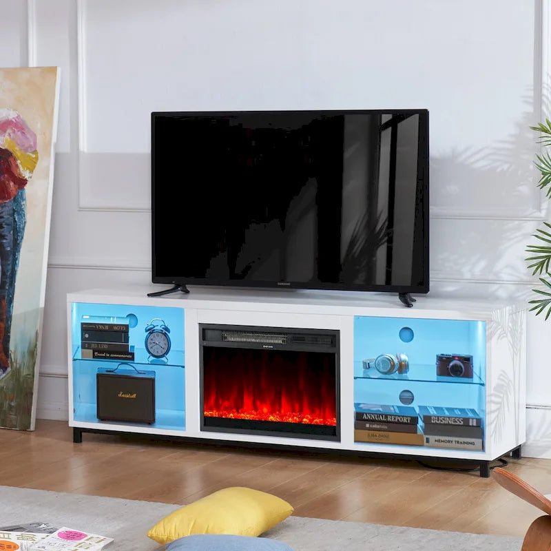 Meuble TV de 68 pouces avec insert de cheminée électrique
