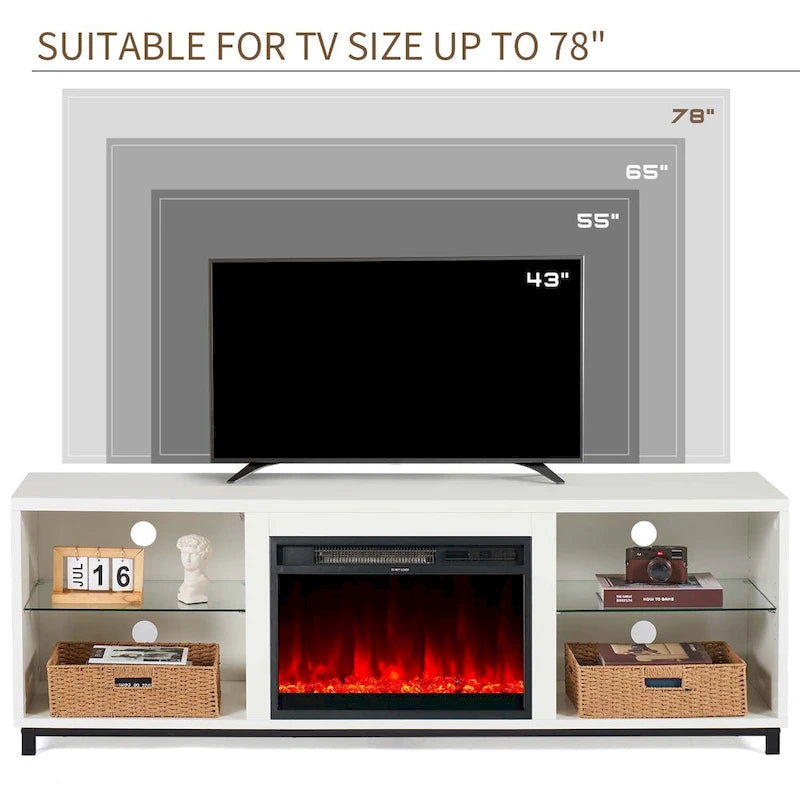 Meuble TV de 68 pouces avec insert de cheminée électrique