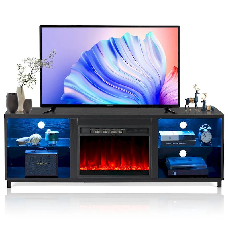 Meuble TV de 68 pouces avec insert de cheminée électrique