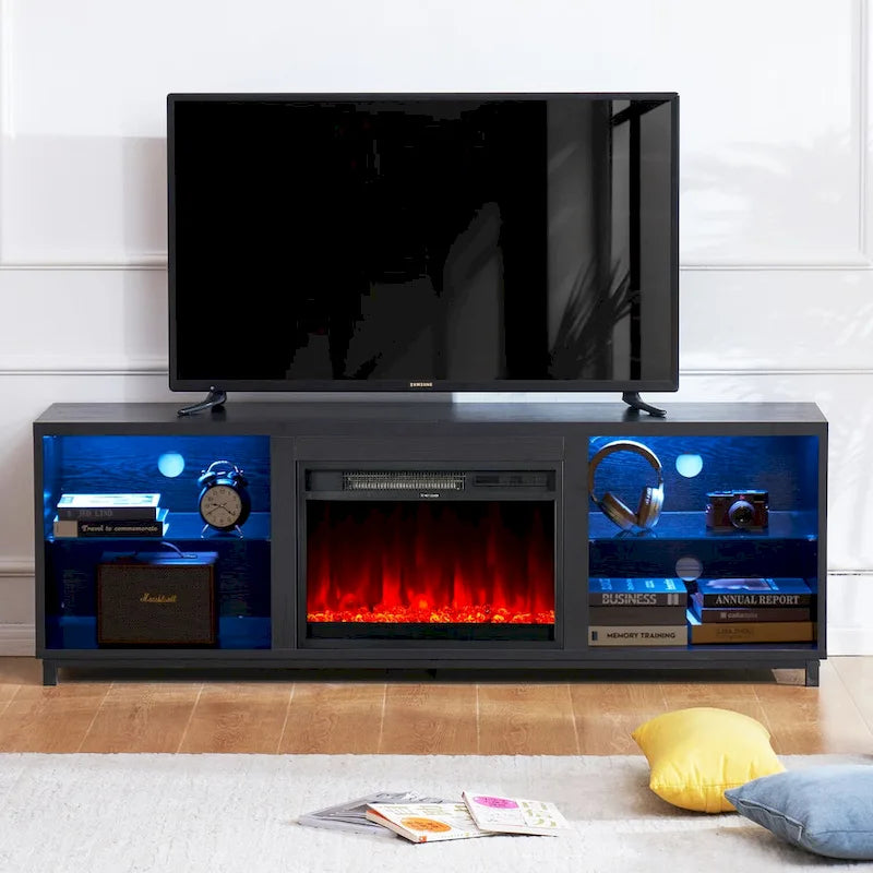 Meuble TV de 68 pouces avec insert de cheminée électrique
