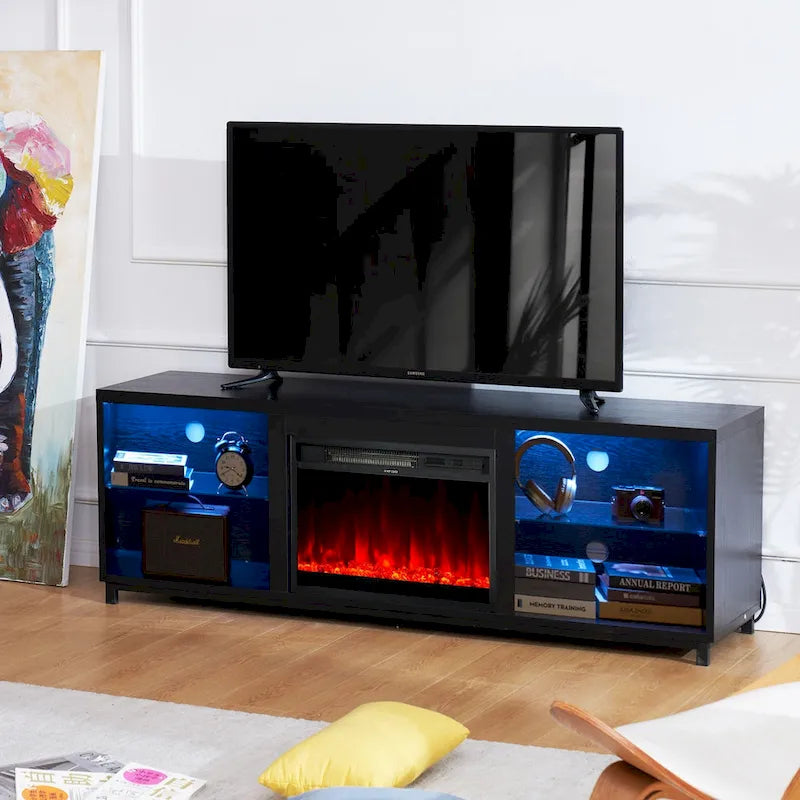 Meuble TV de 68 pouces avec insert de cheminée électrique