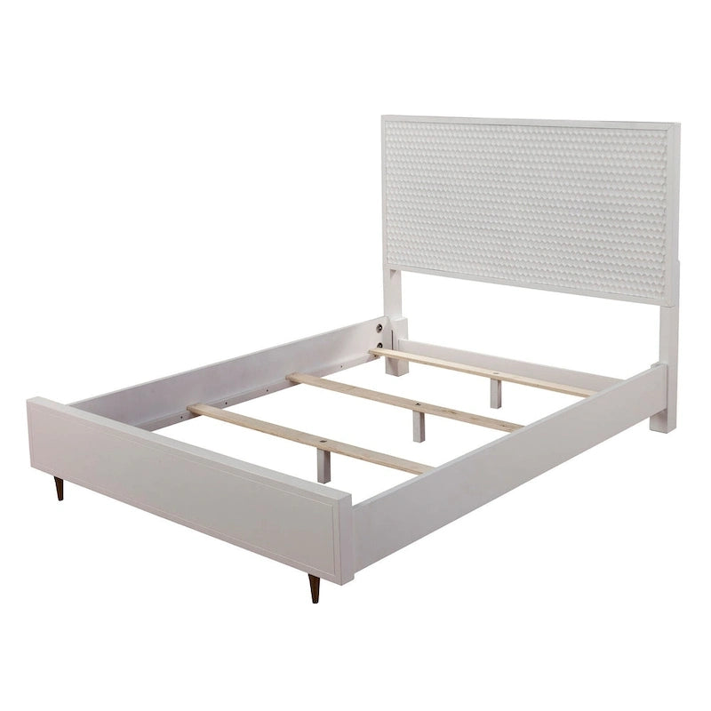 Lit panneau blanc avec tête de lit texturée