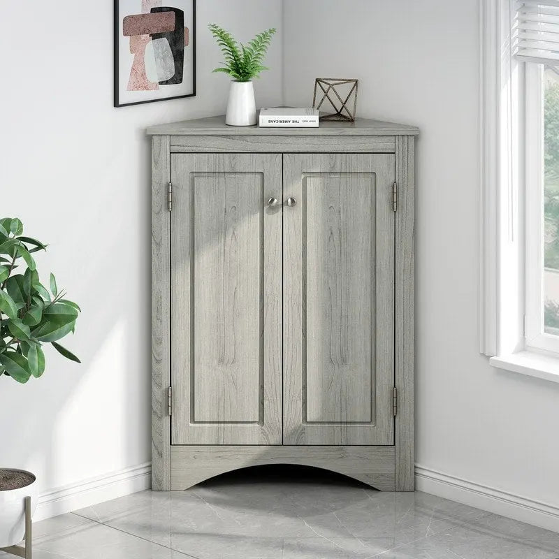 Meuble d'angle de rangement avec étagères réglables et portes