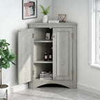 Meuble d'angle de rangement avec étagères réglables et portes