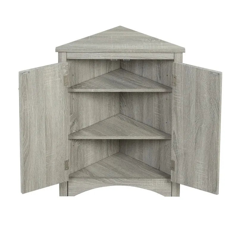 Meuble d'angle de rangement avec étagères réglables et portes