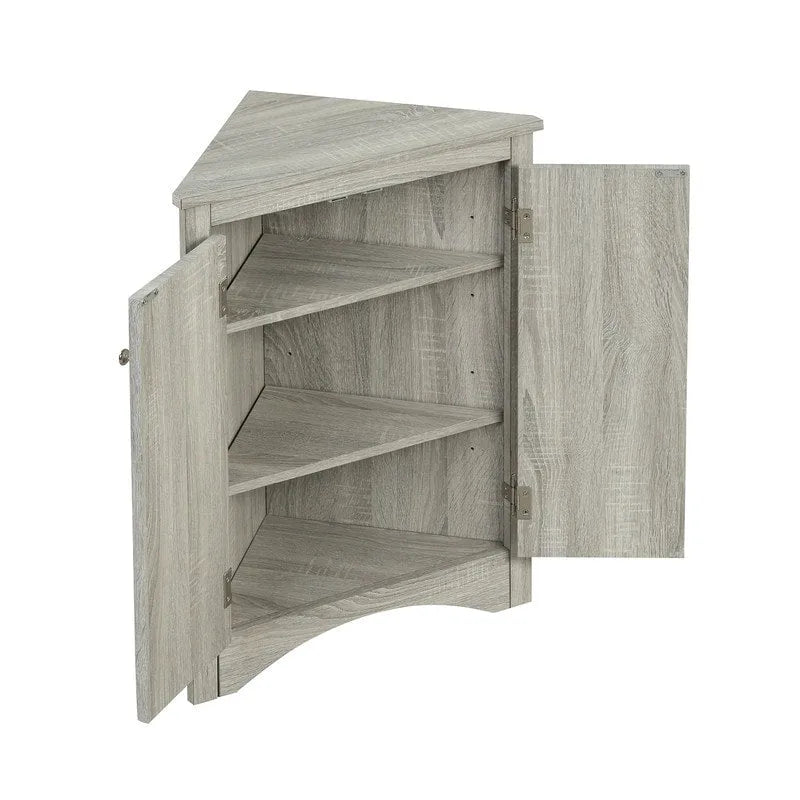 Meuble d'angle de rangement avec étagères réglables et portes