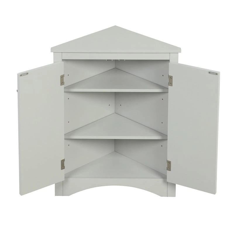 Meuble d'angle de rangement avec étagères réglables et portes