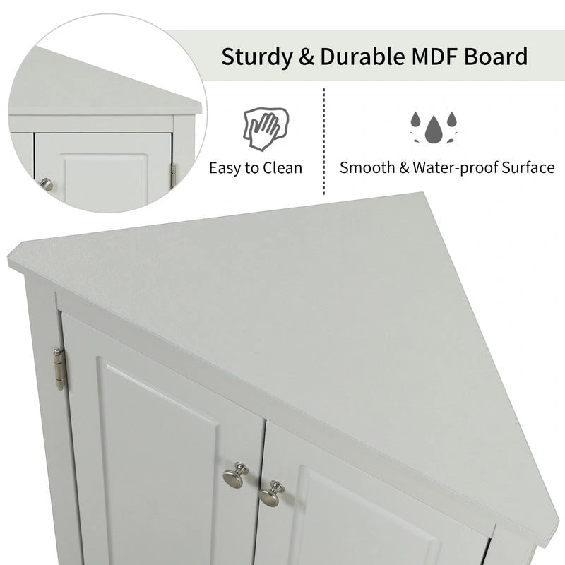 Meuble d'angle de rangement avec étagères réglables et portes
