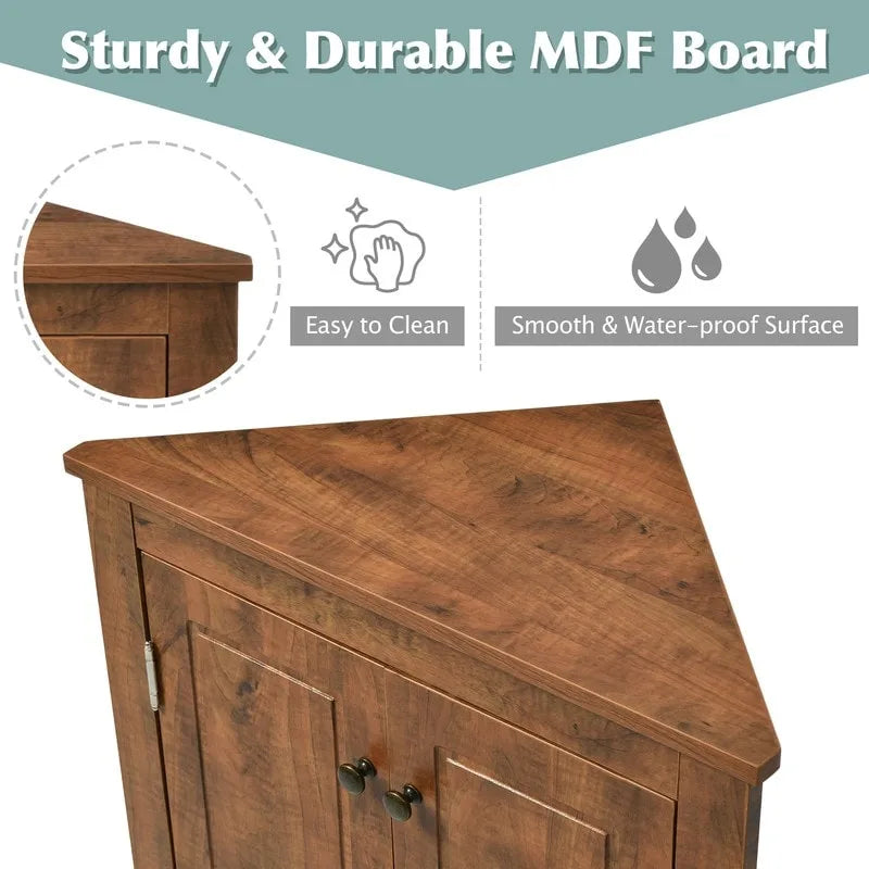 Meuble d'angle de rangement avec étagères réglables et portes