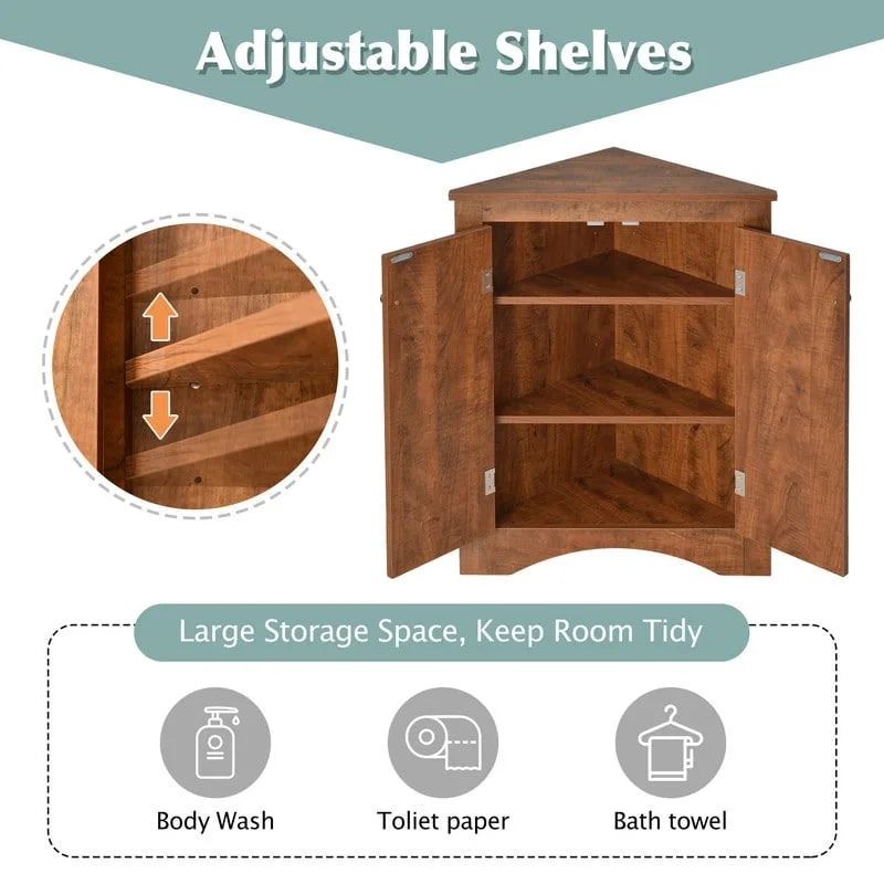 Meuble d'angle de rangement avec étagères réglables et portes