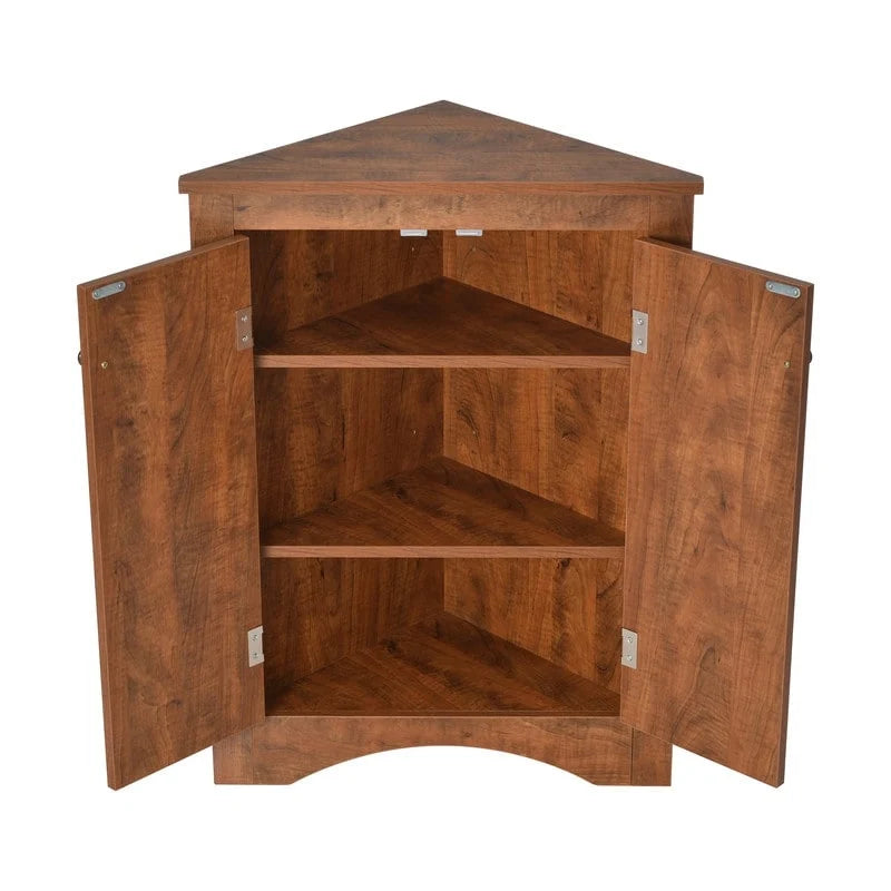 Meuble d'angle de rangement avec étagères réglables et portes