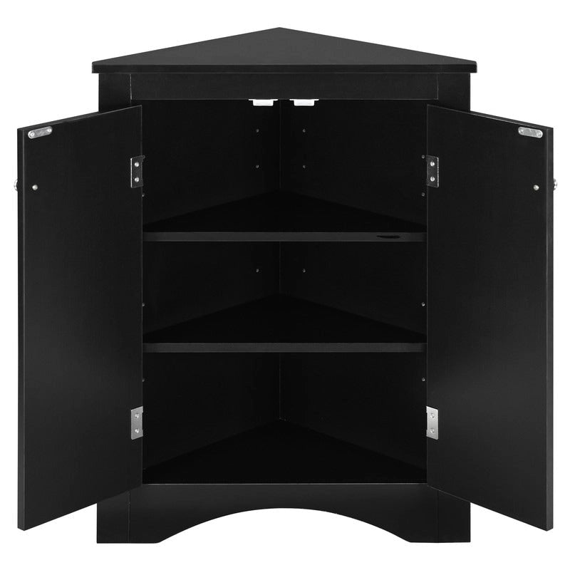 Meuble d'angle de rangement avec étagères réglables et portes