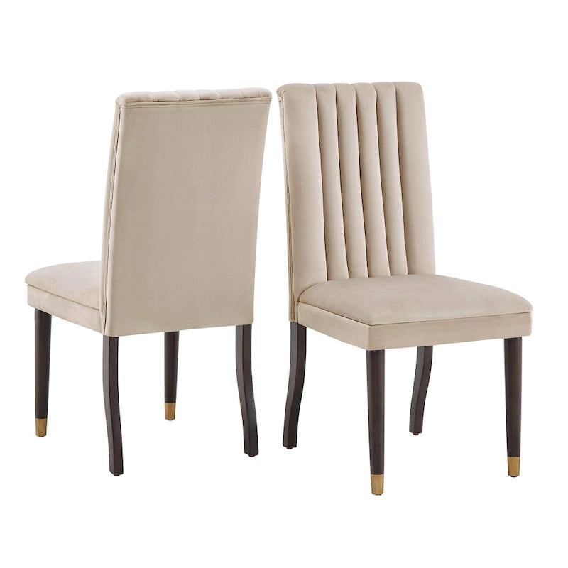 Ensemble de salle à manger Andrea 7 pièces – Table en bois espresso avec chaises en velours