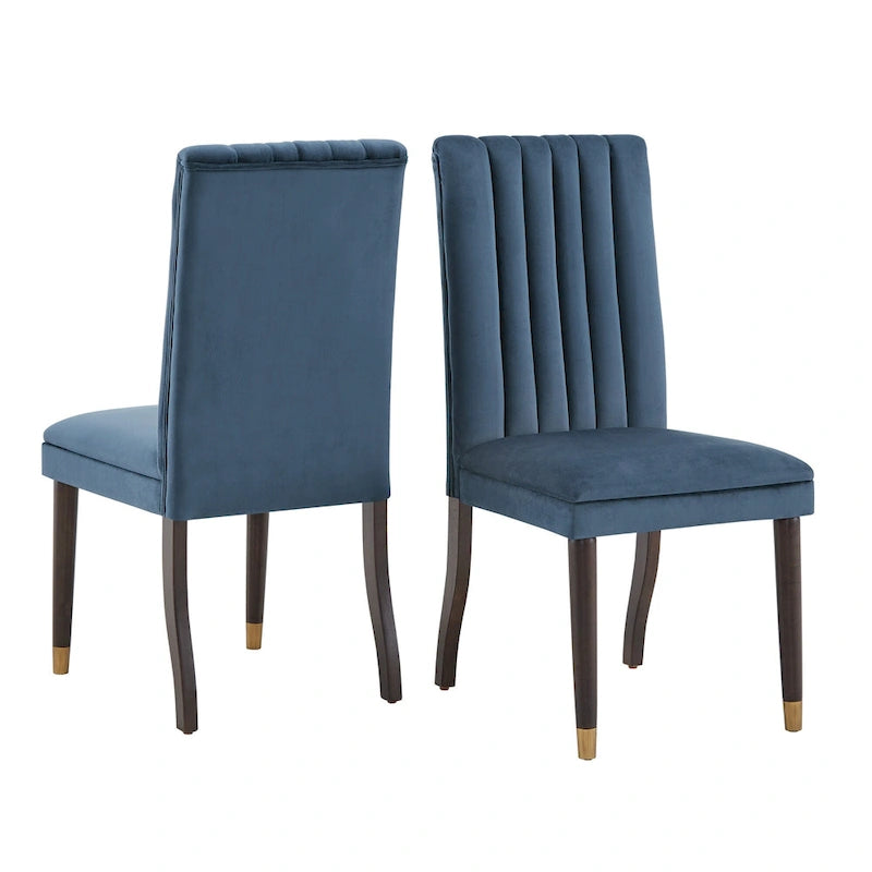 Ensemble de salle à manger Andrea 7 pièces – Table en bois espresso avec chaises en velours