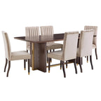 Ensemble de salle à manger Andrea 7 pièces – Table en bois espresso avec chaises en velours