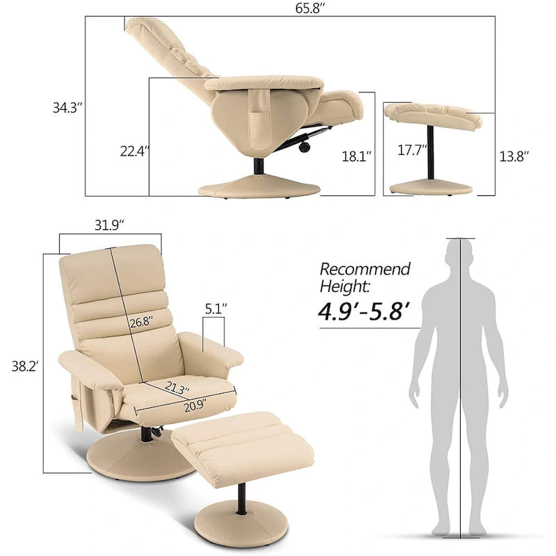 Fauteuil inclinable de massage électrique avec pouf