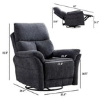 Fauteuil inclinable, pivotant et berçant en tissu avec repose-pieds