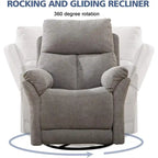 Fauteuil inclinable, pivotant et berçant en tissu avec repose-pieds
