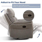 Fauteuil inclinable, pivotant et berçant en tissu avec repose-pieds