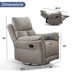 Fauteuil inclinable, pivotant et berçant en tissu avec repose-pieds