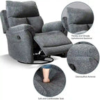 Fauteuil inclinable, pivotant et berçant en tissu avec repose-pieds
