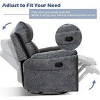 Fauteuil inclinable, pivotant et berçant en tissu avec repose-pieds